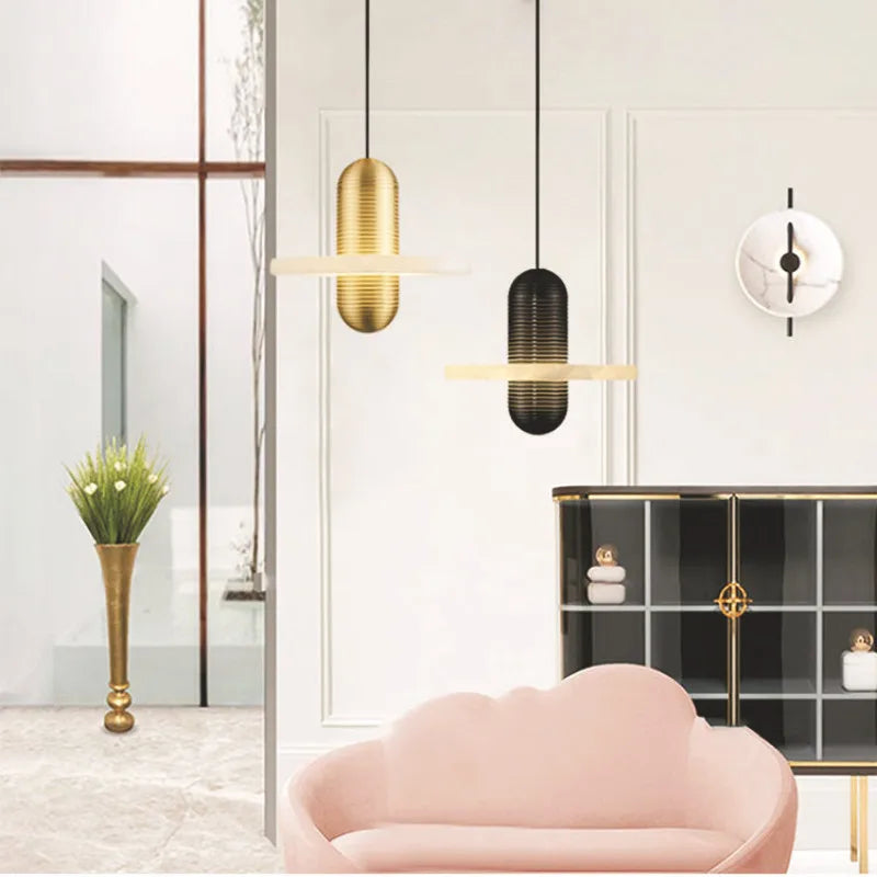 lustre en marbre naturel design nordique pour intérieur élégant - vue 4 sur 14