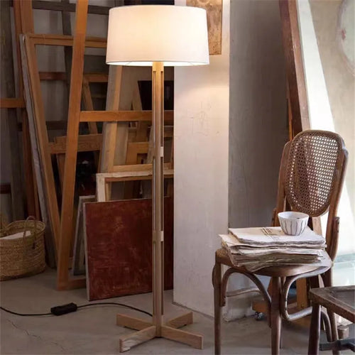 lampadaire rétro en bois pour décoration japonaise intérieur - vue 3 sur 9
