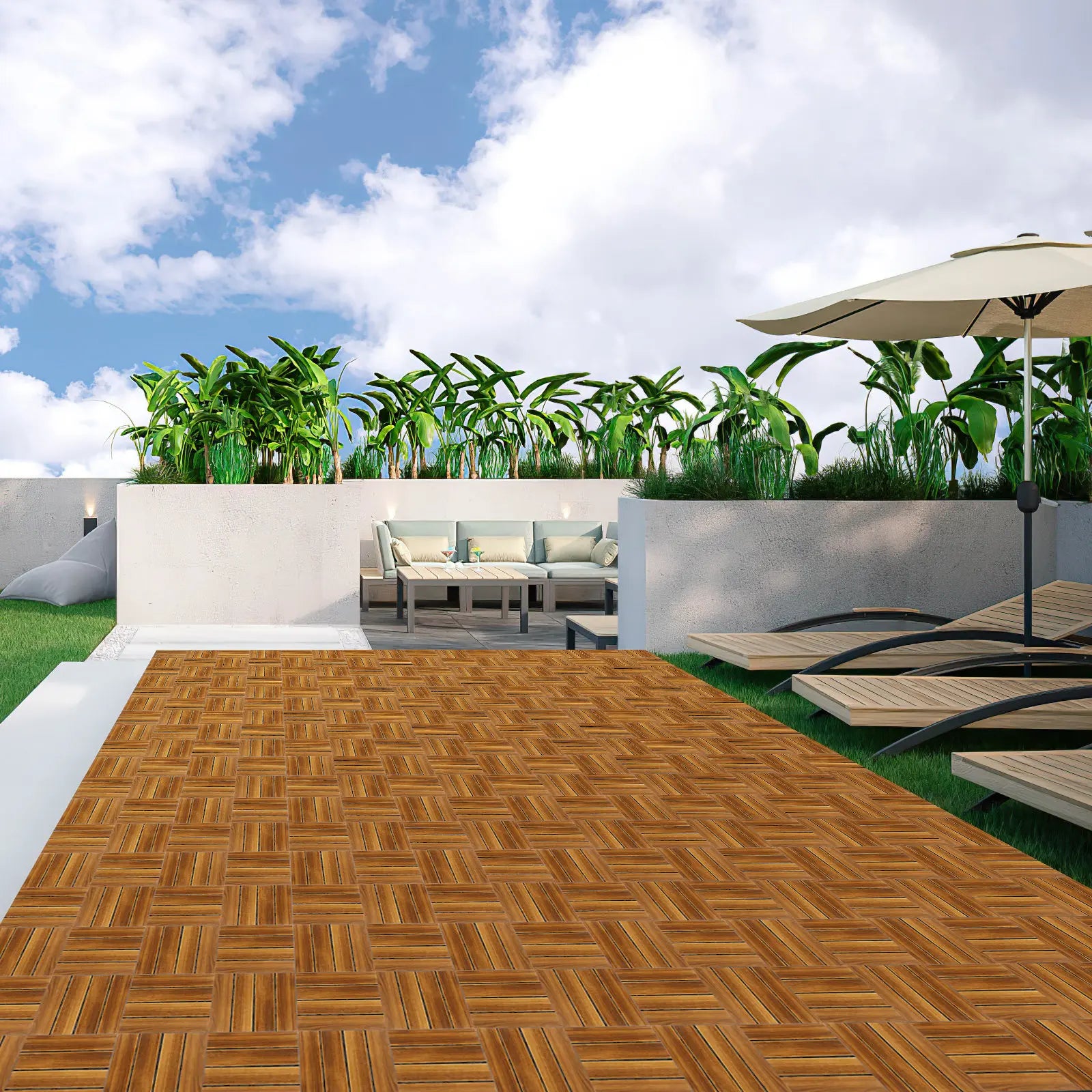 Dalles terrasse bois clipsables antidérapantes pour balcon - vue 6 sur 6