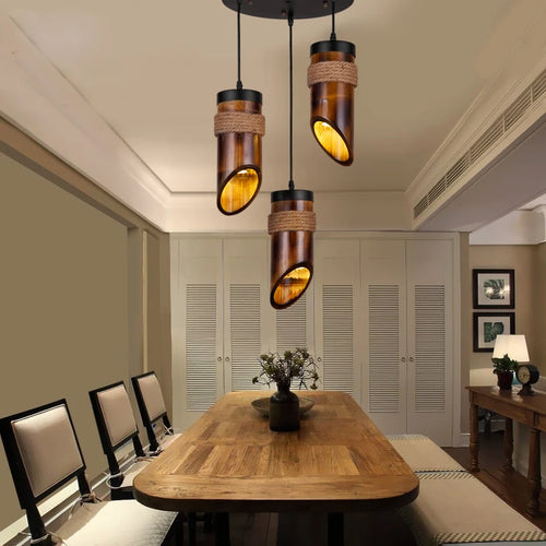 Style américain loft suspension lumière restaurant couloirs chinois Antique bambou corde art lampe suspendue pub magasin café lampes MJ710 - vue 5 sur 7