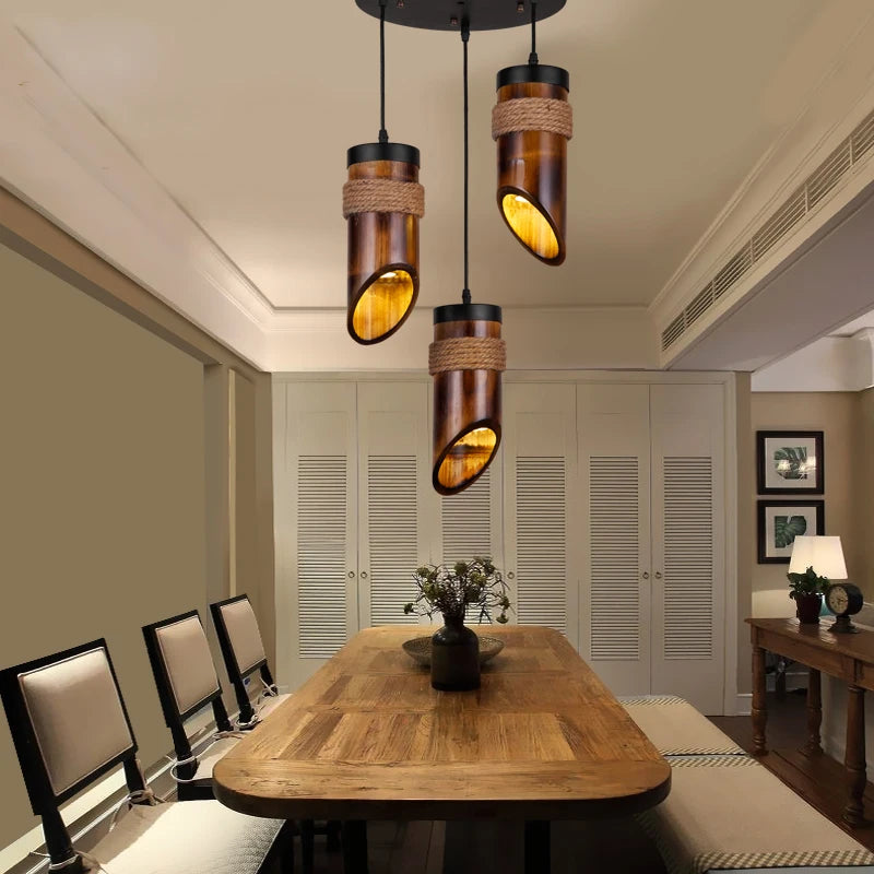Style américain loft suspension lumière restaurant couloirs chinois Antique bambou corde art lampe suspendue pub magasin café lampes MJ710 - vue 4 sur 7