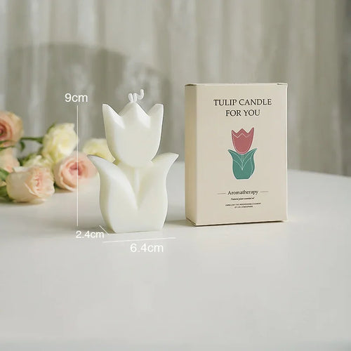 bougie tulipe artisanale parfumée pour décorations et aromathérapie - vue 8 sur 12
