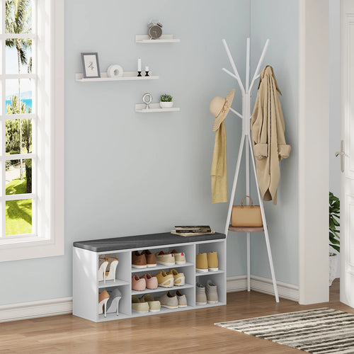 banc de rangement à chaussures avec coussin et compartiments pratiques - vue 6 sur 6