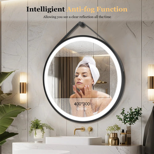 miroir rond avec capteur tactile et lumières led - vue 6 sur 9