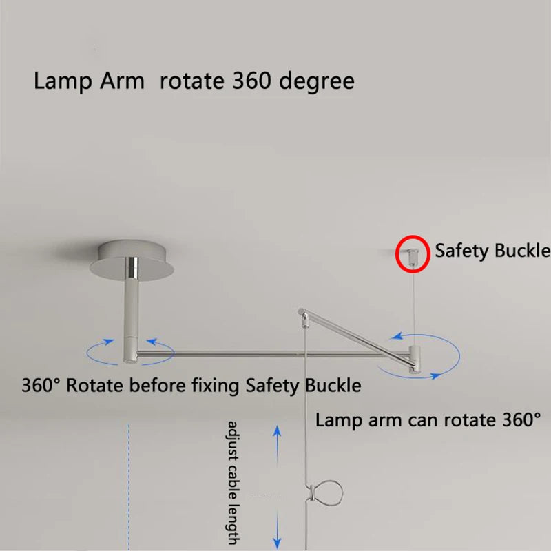 Suspension pliantes rétractables nordiques laiteux jaune argent suspension Restaurant Table à manger bureau lustre lampe 220V - vue 5 sur 10