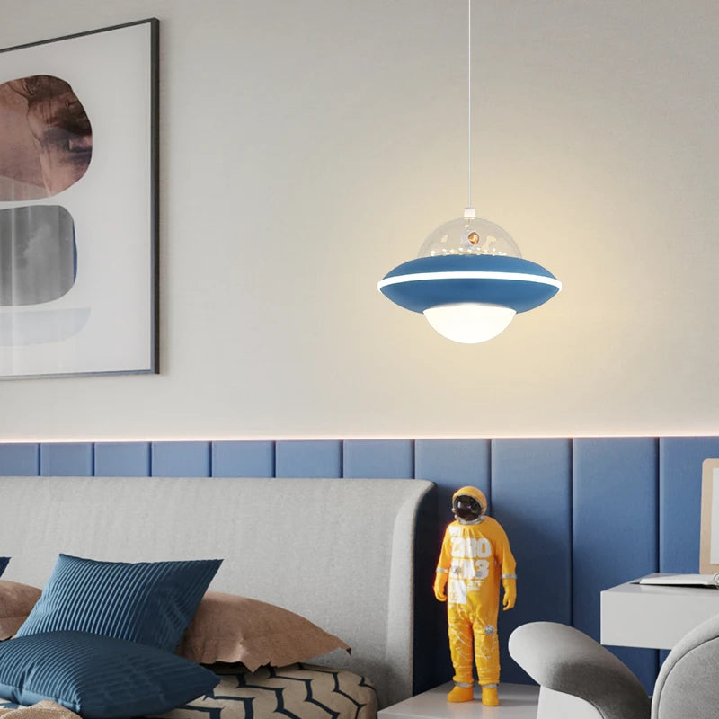 lustre nordique moderne dessin animé ovni pour garçon - vue 3 sur 12