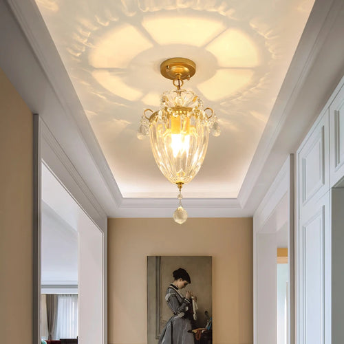 lustre moderne en cristal doré pour intérieur lumineux - vue 5 sur 16