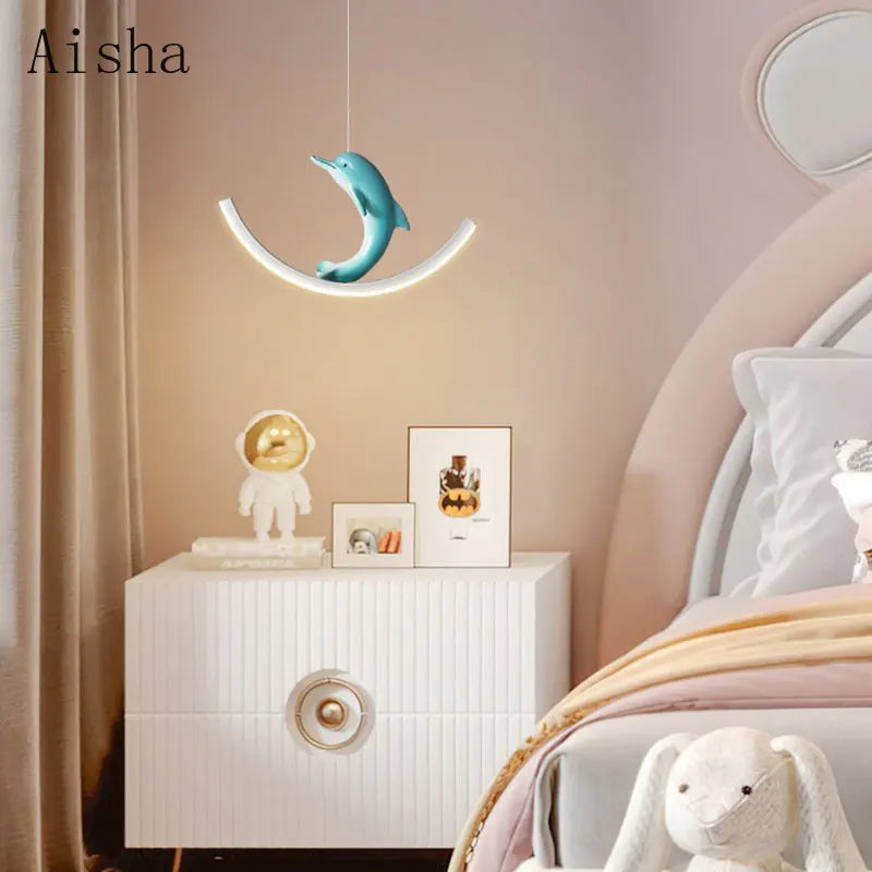 suspension lumineuse dauphin ours pour chambre enfant - vue 3 sur 9
