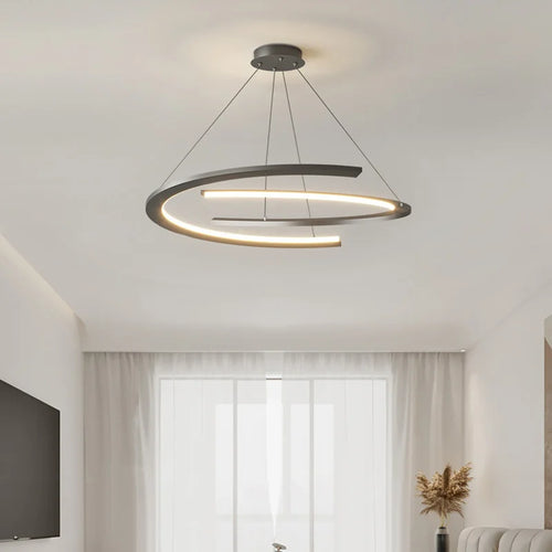 Lustre moderne simple design nordique anneau restaurant - vue 4 sur 12