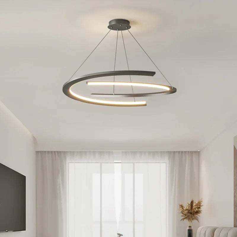 Lustre moderne simple design nordique anneau restaurant - vue 4 sur 12