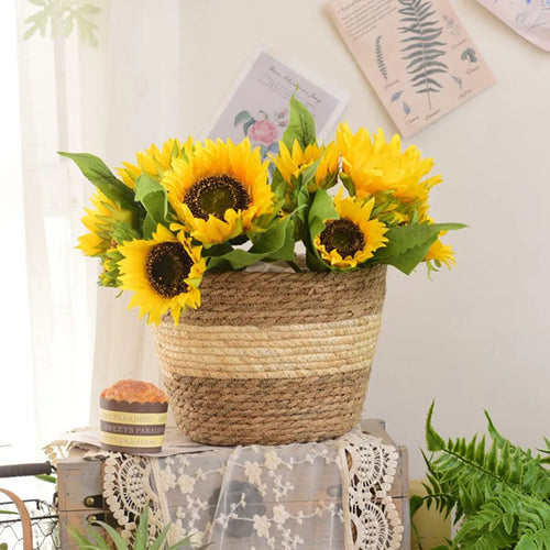 panier en paille pour plantes d'intérieur et d'extérieur - vue 3 sur 28