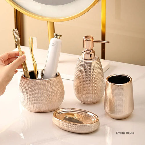ensemble d'accessoires en céramique pour salle de bain hôtels - vue 2 sur 11