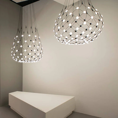 Lustre Designer italien Led nordique noir blanc salle à manger filet de pêche - vue 5 sur 10