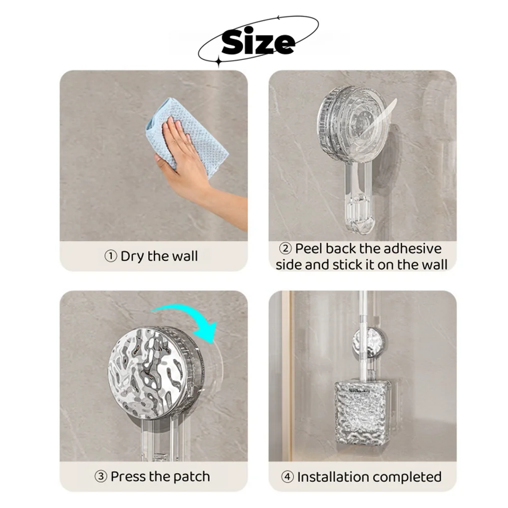 brosse de toilette à ventouse motif glacier avec long manche et fixation murale - vue 6 sur 8