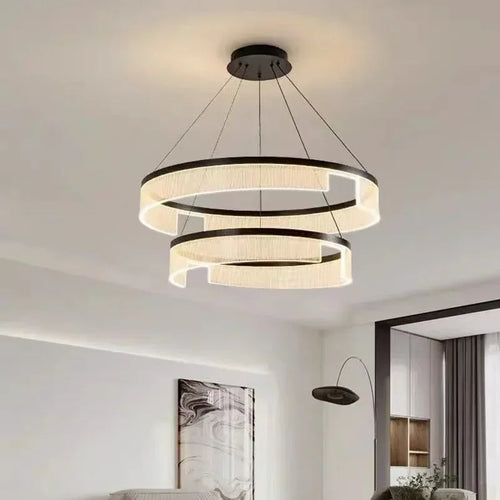 Lustre LED anneaux suspendu au design nordique moderne - vue 5 sur 21