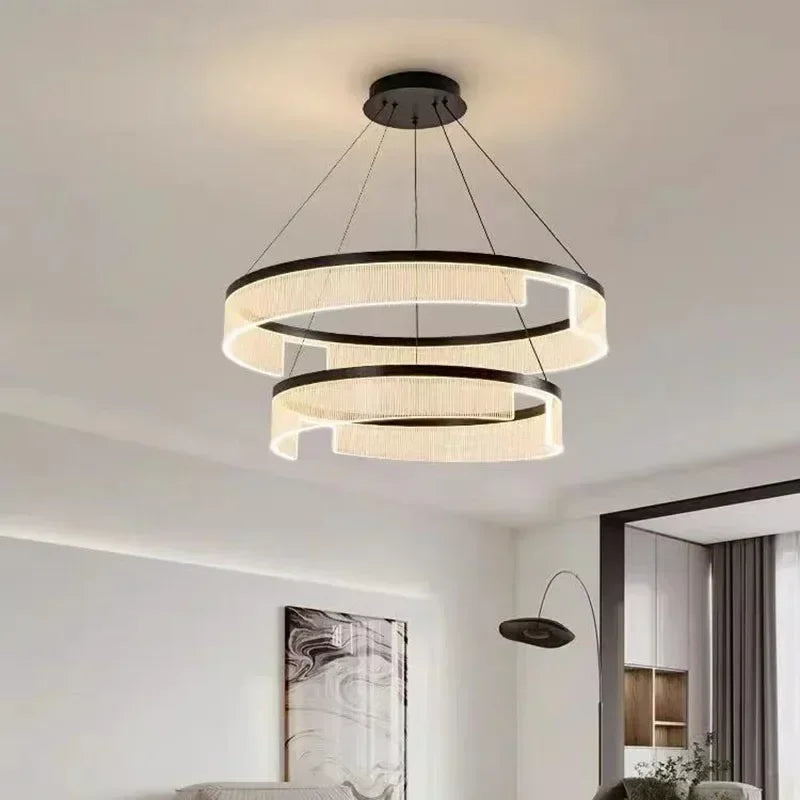 Lustre LED anneaux suspendu au design nordique moderne - vue 5 sur 21