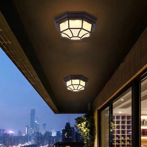 plafonnier led imperméable extérieur design rétro moderne et simple - vue 9 sur 10