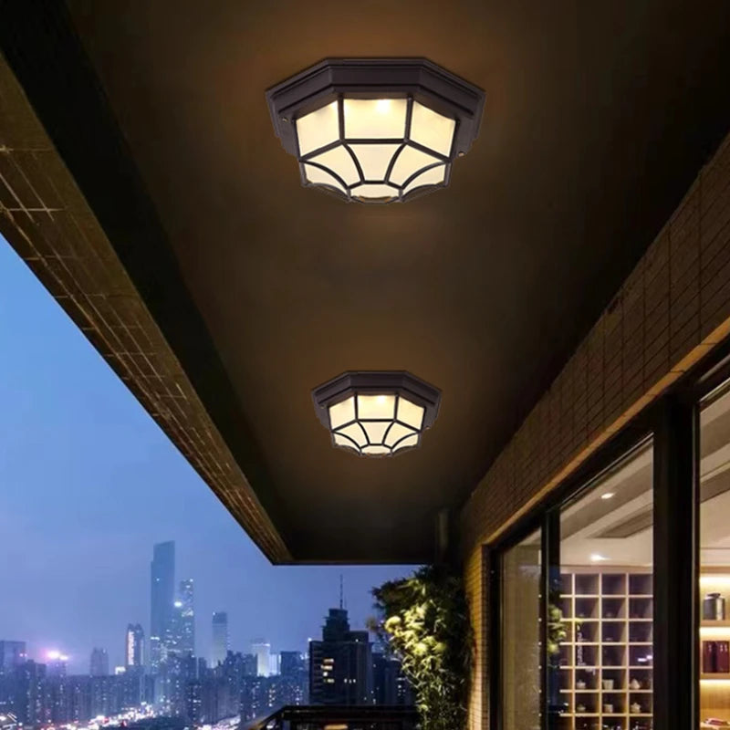 plafonnier led imperméable extérieur design rétro moderne et simple - vue 9 sur 10