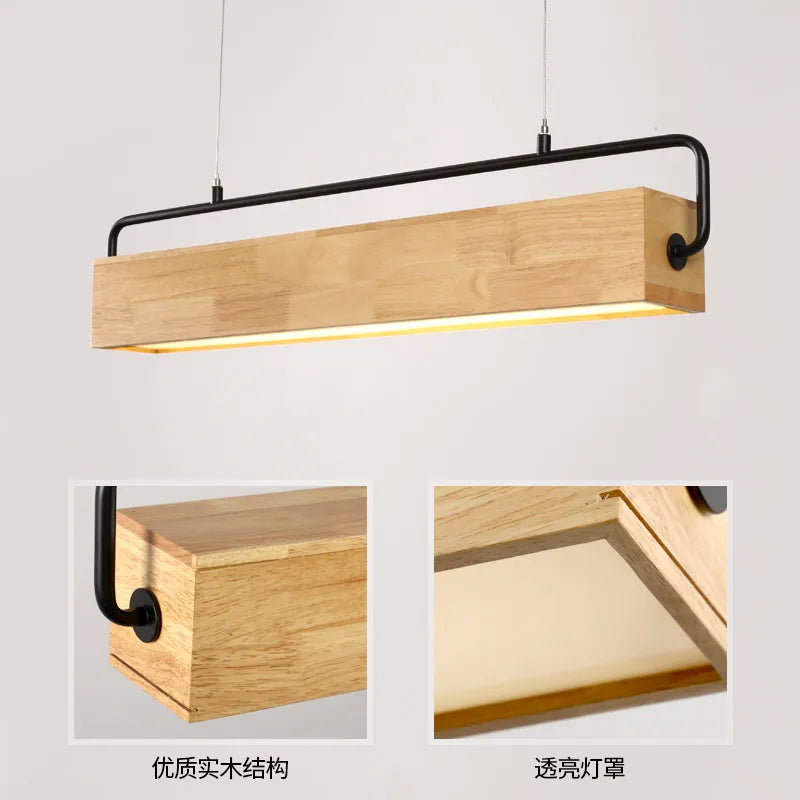 suspension led en bois du japon style nordique moderne - vue 3 sur 6