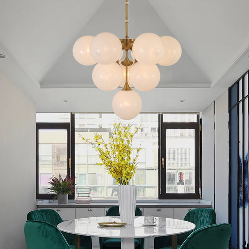lustre design en cuivre et verre nordique moderne - vue 2 sur 9
