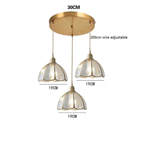 Suspension vintage en cuivre avec abat-jour en verre fait main - vue 14 sur 21