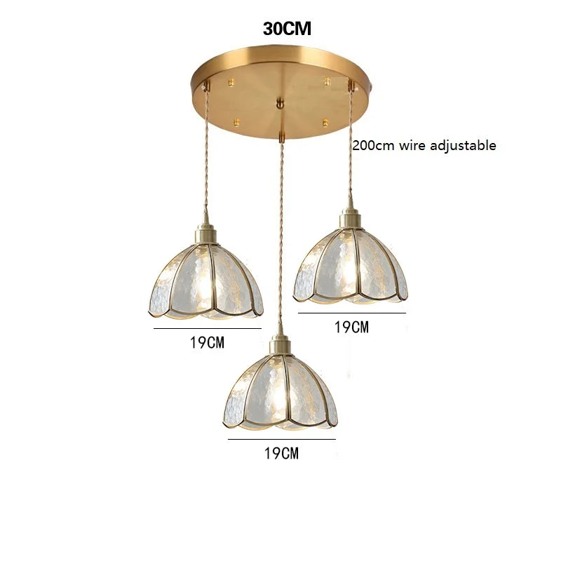 Suspension vintage en cuivre avec abat-jour en verre fait main - vue 13 sur 21