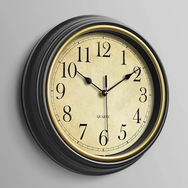 horloge murale vintage silencieuse pour décoration intérieure