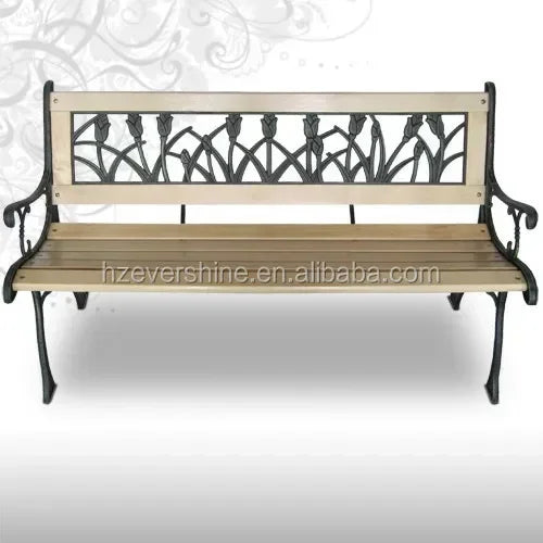 chaises de jardin en fonte et bois style antique - vue 5 sur 7