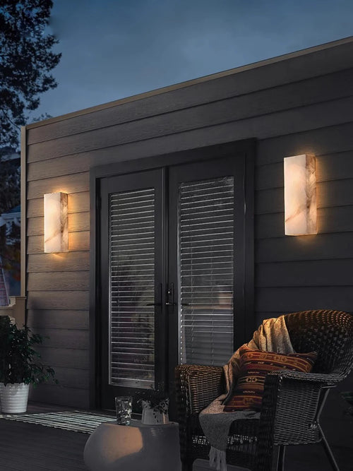 applique murale led en marbre naturel étanche pour extérieur - vue 4 sur 9