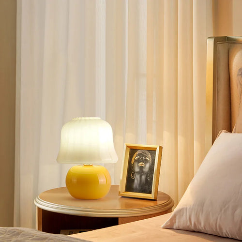 lampe de chevet en verre champignon faite à la main pour décoration chaleureuse - vue 2 sur 7