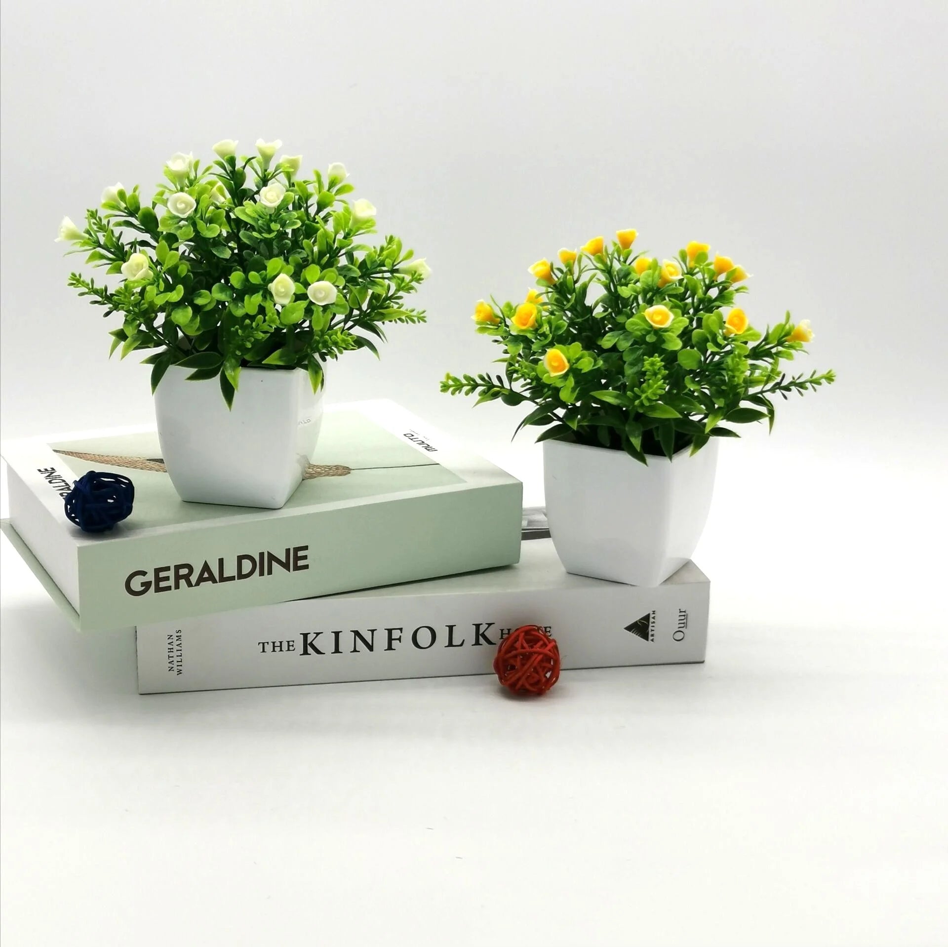 petite rose en pot bonsaï décoration plantes artificielles pour intérieur - vue 4 sur 12