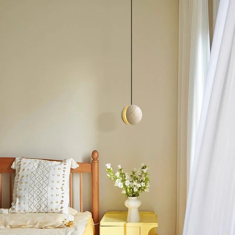 lustre en pierre de lune wabi-sabi suspension décorative chaleureuse - vue 5 sur 7