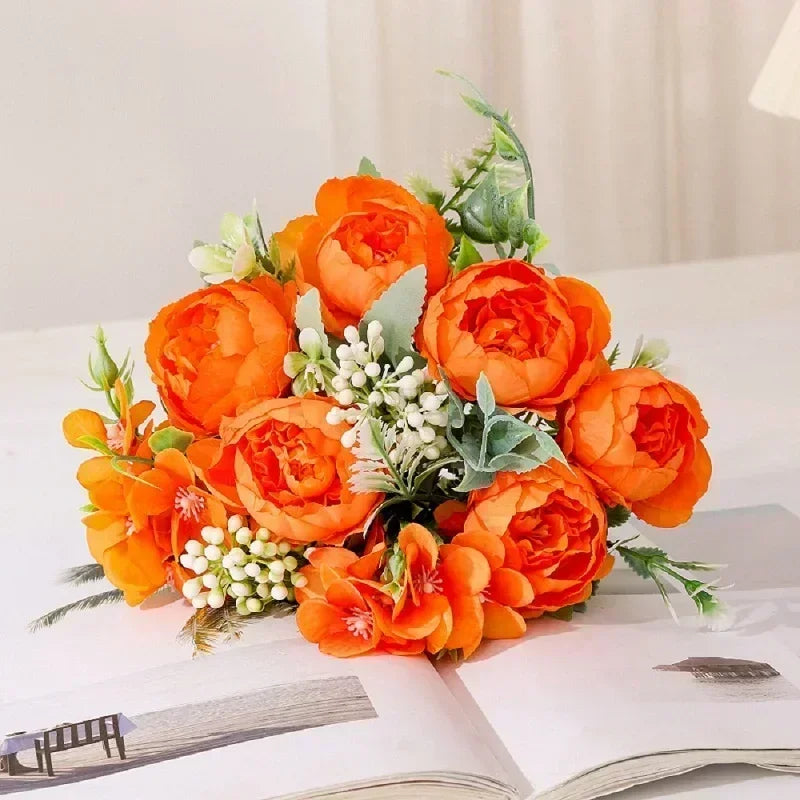 bouquet de pivoines artificielles pour décoration intérieure - vue 3 sur 12
