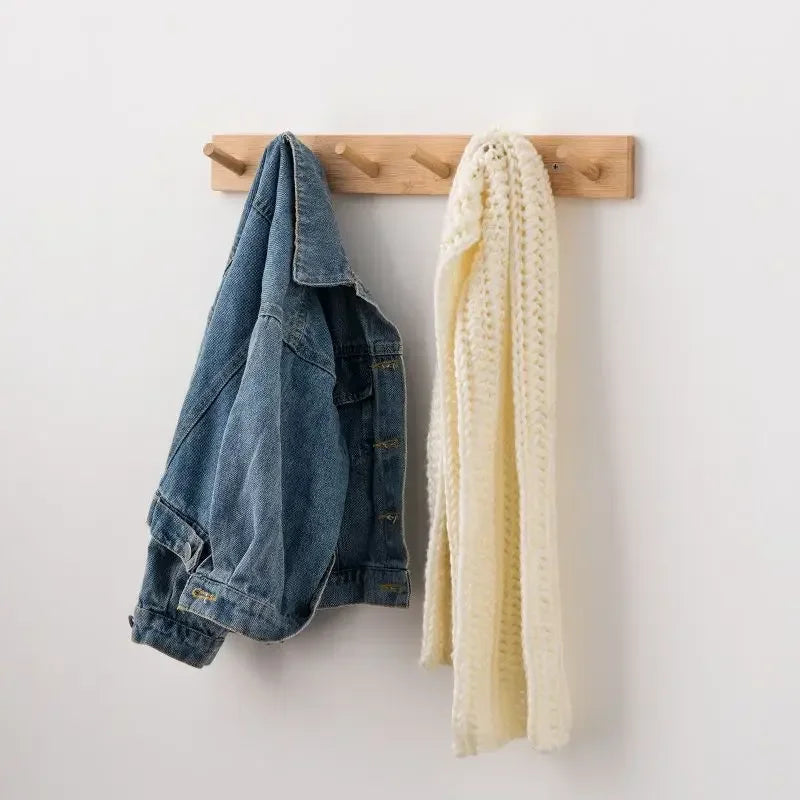 porte-manteau mural en bambou avec crochets pratiques pour organiser vos affaires - vue 5 sur 12