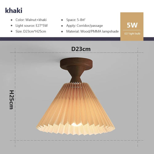 plafonnier moderne led bois tissu plissé - vue 11 sur 11