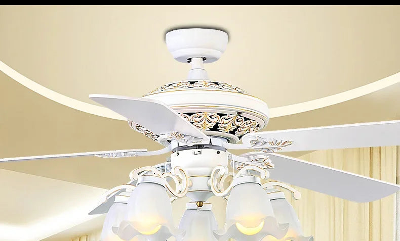 plafonnier ventilateur en bois rétro avec lumière et télécommande - vue 6 sur 7