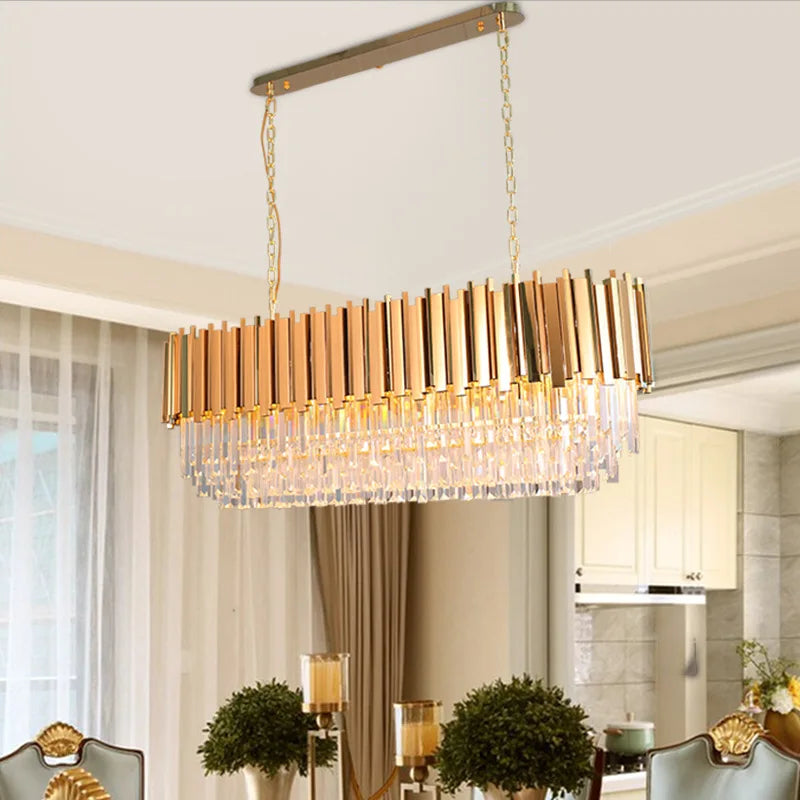 lustre de luxe moderne en cristal k9 à double couches - vue 3 sur 18
