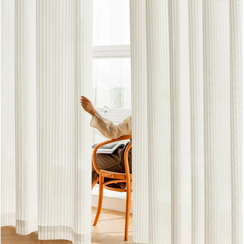 Voilage japonais plissé motif géométrique pour salon chambre - vue 2 sur 18