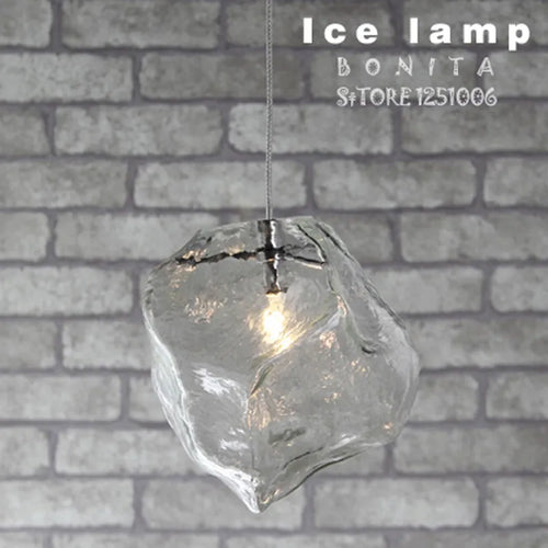 Suspension en cristal de glace Transparent pour restaurants en pierre de verre clair pour salle à manger à cordon led - vue 5 sur 5