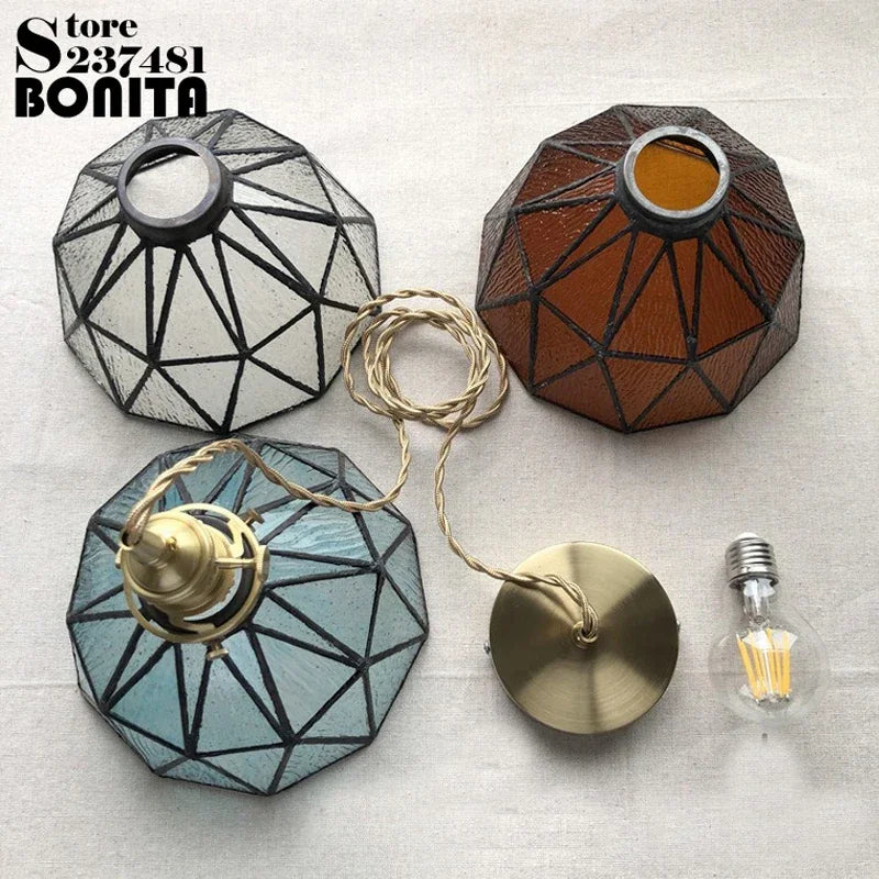 suspension en verre pur avec design ondulé en cuivre - vue 2 sur 9