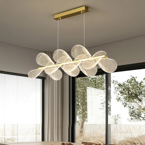 suspension led moderne avec anneau doré à gradation variable - vue 2 sur 10