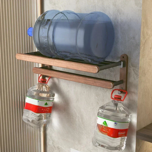 porte-serviettes en bois et aluminium organisateur mural pour accessoires de douche - vue 3 sur 16