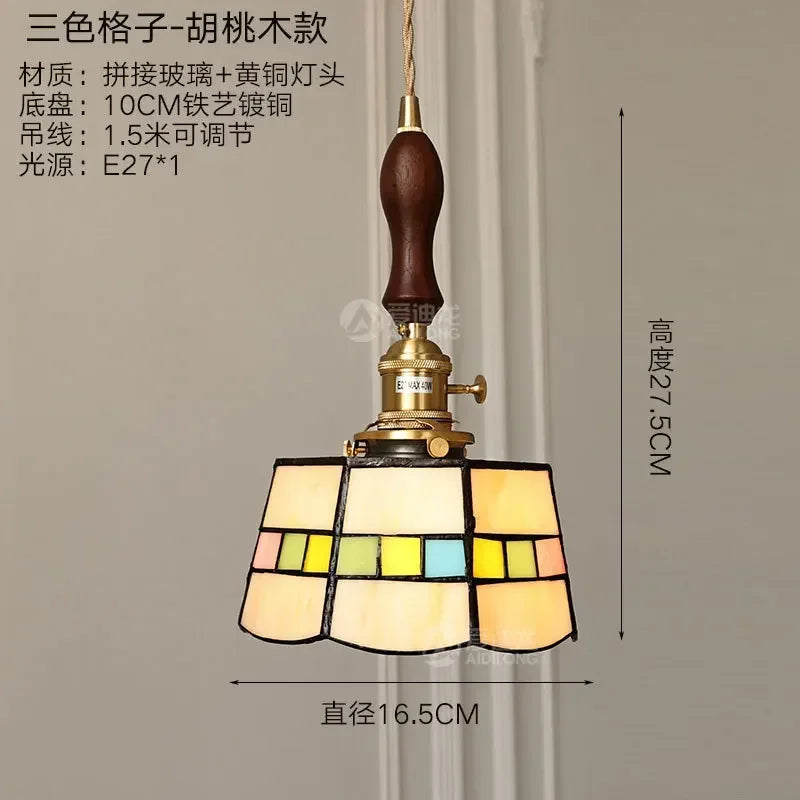 lustre en verre fait main style tiffany pour décoration intérieure - vue 12 sur 15