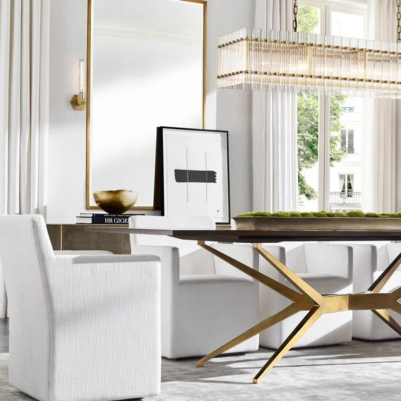 lustre rectangulaire en cristal pour éclairage de luxe - vue 5 sur 8
