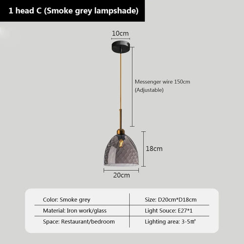 suspension led moderne design boule de verre pour restaurant bar - vue 11 sur 23