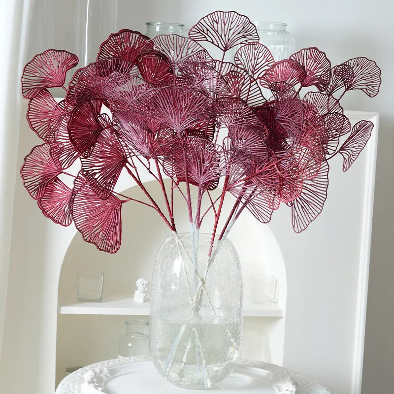 lot de feuilles artificielles ginkgo eucalyptus houx pour décoration florale - vue 2 sur 13