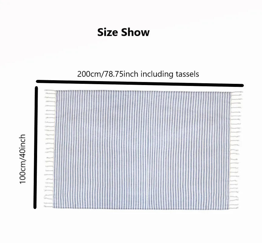 serviette de plage turque rayures pompons taille voyage - vue 3 sur 7