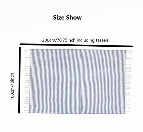serviette de plage turque extra large rayee frangee - vue 4 sur 7