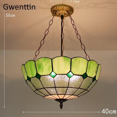 suspension en verre teinté style tiffany pour décoration intérieure - vue 13 sur 26
