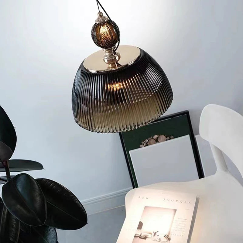 suspension rétro en verre pour éclairage moderne et chaleureux - vue 3 sur 8